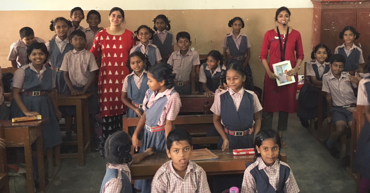 Volunteers with students of A.U. English Medium School. Picture Courtesy: Speaking Chalk.