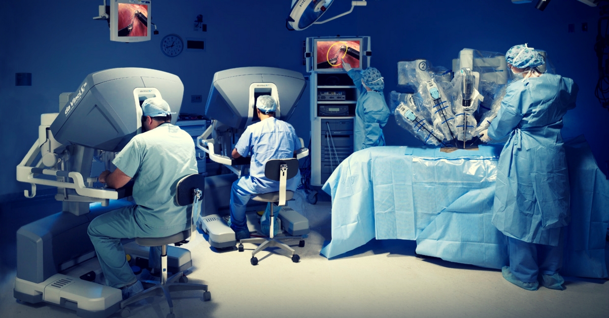 A robot-assisted surgery in progress. Picture Courtesy: Wikimedia Commons.