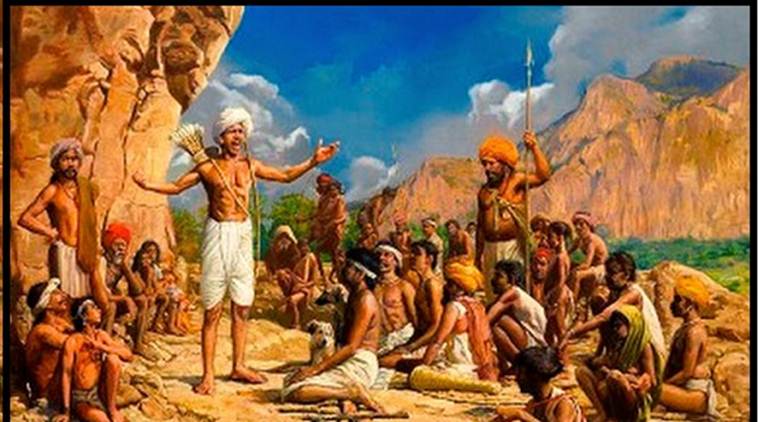 Painting of Birsa Munda addressing his followers. (Source: Wikimedia Commons)