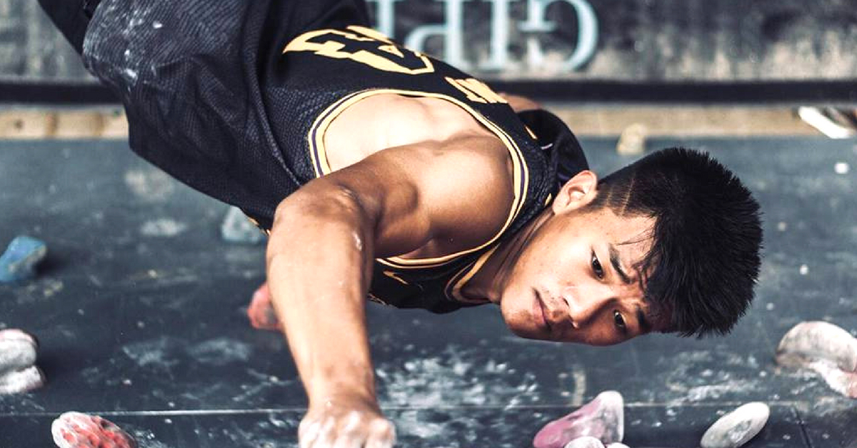 The 15-year old Maibam, is a natural on the rock face, and is India's youngest participant at the Asian Games. Image Credit: Rupaction Kangabam