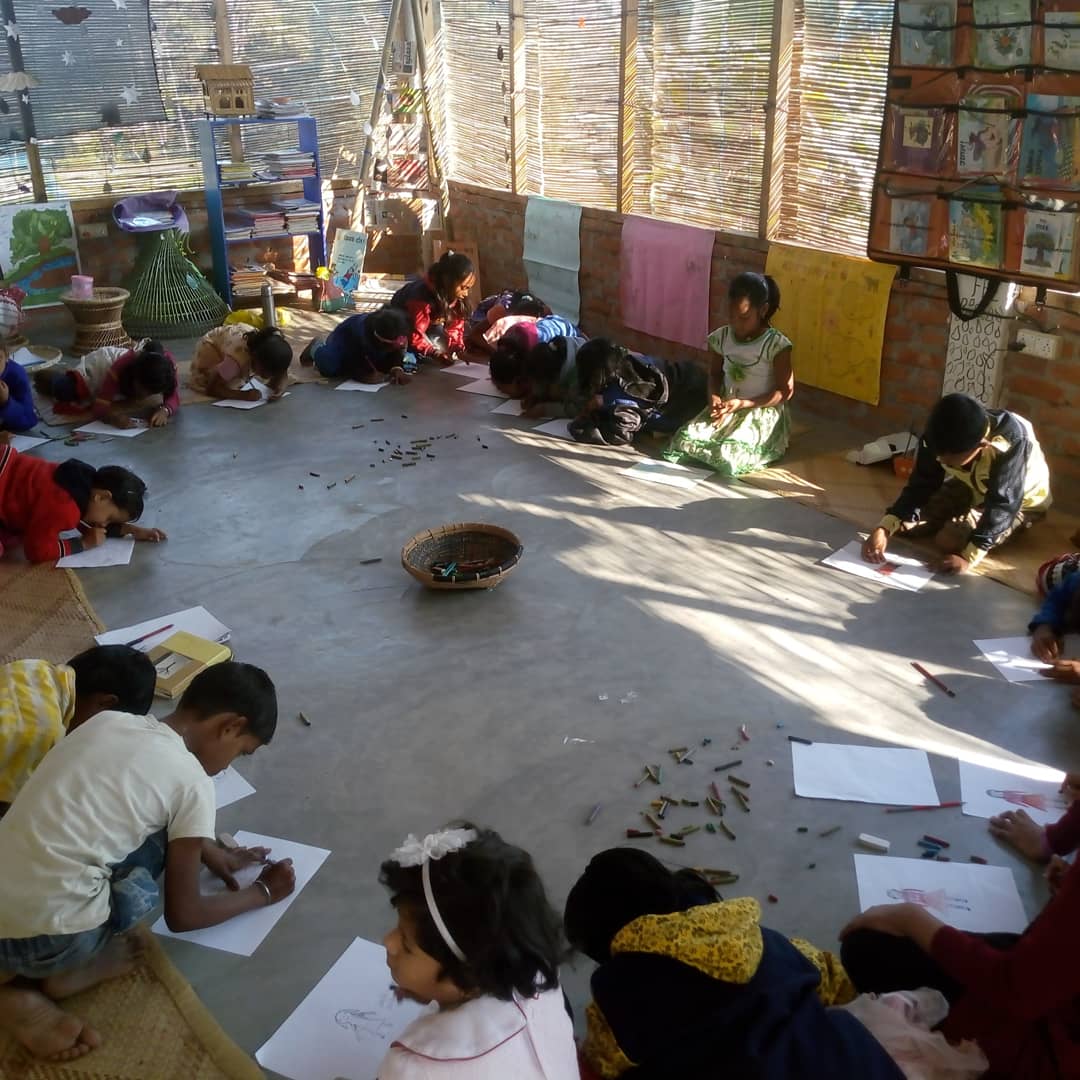 Students at the community library.